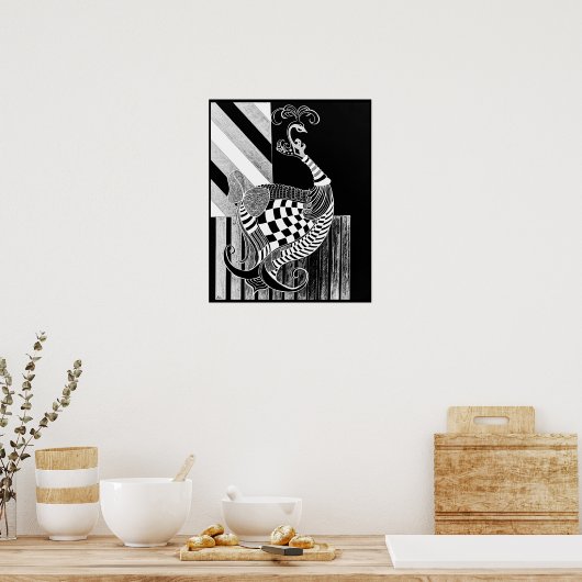 Poster Illustration de l'encre de soie d'échecs et de bow (Cuisine)