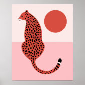 Poster Illustration de léopard moderne rouge et rose, Art (Devant)