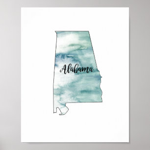 Poster Illustration de l'état de l'Alabama en pierre