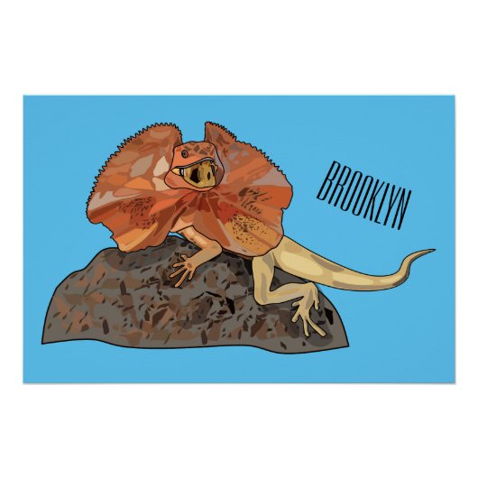 Poster Illustration de lézard à col frisé (Devant)