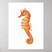 Poster Illustration de l'hippocampe orange d'aquarelle (Devant)