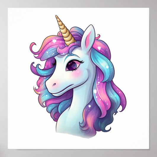 Poster Illustration de licorne de dessin (Devant)