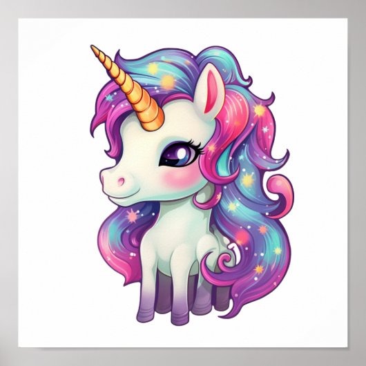 Poster Illustration de licorne de dessin (Devant)