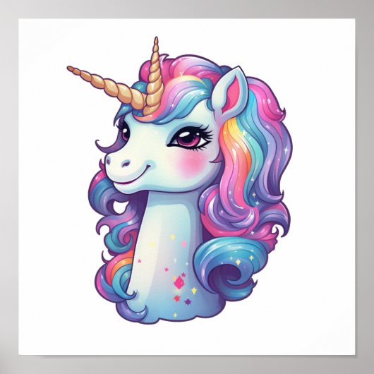 Poster Illustration de licorne de dessin (Devant)