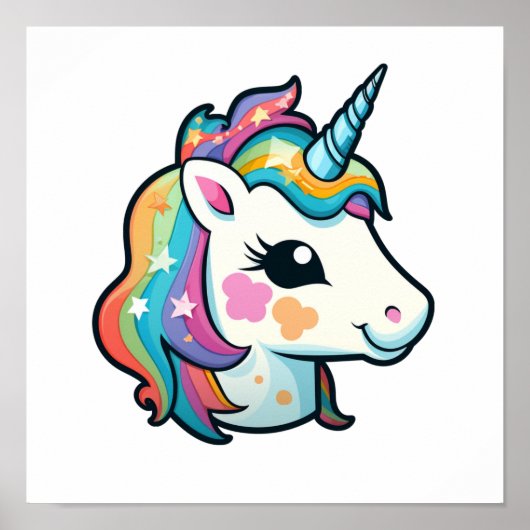 Poster Illustration de licorne de dessin (Devant)