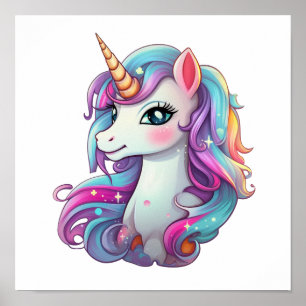 Poster Illustration de licorne de dessin animé