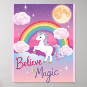 Poster Illustration de licorne magique fantaisiste