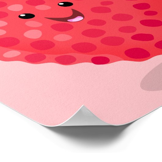 Poster Illustration de litchee rose mignon (Coin)