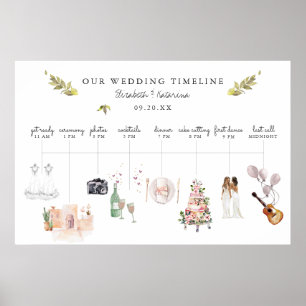 Poster Illustration de l'itinéraire de mariage Bienvenue