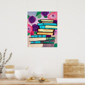 Poster Illustration de livres et de fleurs Art numérique (Cuisine)