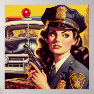Poster Illustration de l'officier de police vintage