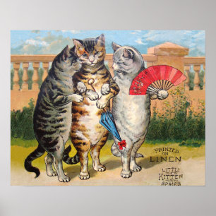 Poster Illustration de l'oie des trois petits chatons