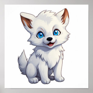 Poster Illustration de loup de dessin