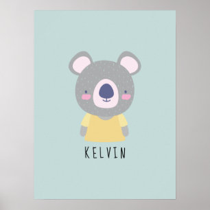 Poster Illustration de l'ours Cute Koala - Personnalisabl