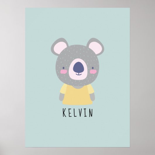 Poster Illustration de l'ours Cute Koala - Personnalisabl (Devant)