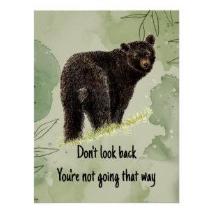 Poster Illustration de l'ours noir avec citation motivati