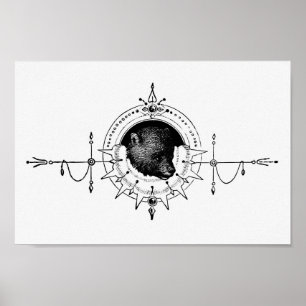 Poster Illustration de l'ours vintage