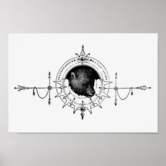 Poster Illustration de l'ours vintage (Devant)