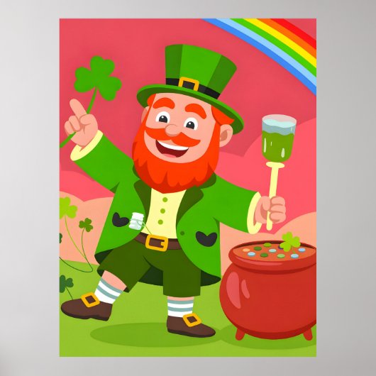 Poster Illustration de lutin de la Saint-Patrick (Devant)
