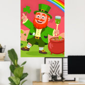 Poster Illustration de lutin de la Saint-Patrick (Bureau à domicile)