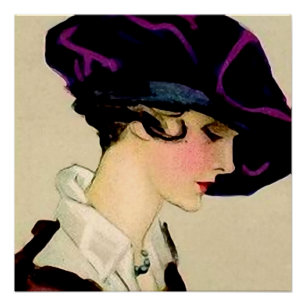 Poster Illustration de Marcello Dudovich "Girl In Purple 