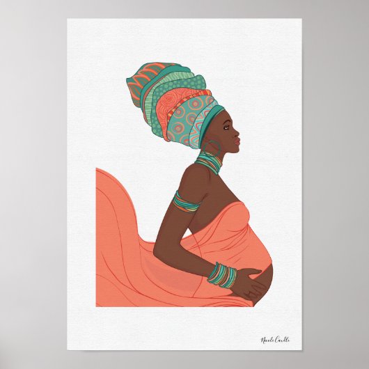 Poster Illustration de maternité de femme noire - Œuvre d (Devant)