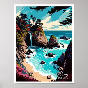 Poster Illustration de McWay Falls California Vintage voy