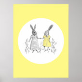 Poster Illustration de mignonne Dancing Rabbits Nursery R (Devant)
