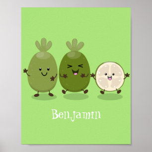 Poster Illustration de mignonne guava feijoa