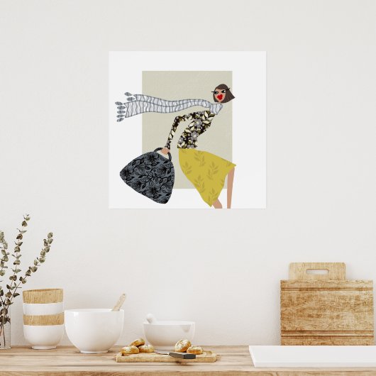 Poster Illustration de mode chic Windy Day (Cuisine)