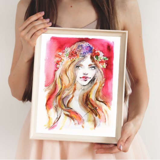 Poster Illustration de mode de l'aquarelle d'automne