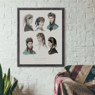 Poster Illustration de mode en français vintage Femmes en