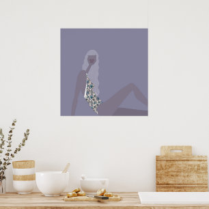 Poster Illustration de mode Femme chic Violet Art moderne