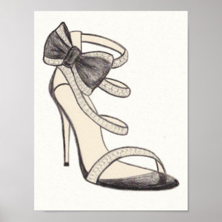 Poster Illustration de mode originale de la chaussure Val