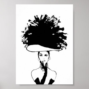 Poster Illustration de mode Vintage Casquette à plumes