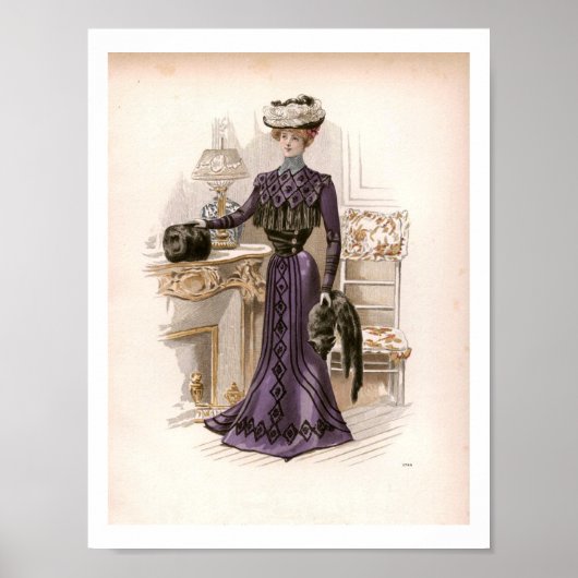 Poster Illustration de mode vintage Edwardian Lady Fox (Devant)