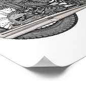 Poster Illustration de motocyclette à l'urale vintage (Coin)