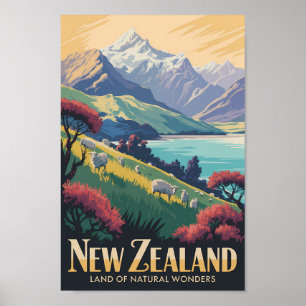 Poster Illustration de mouton de Nouvelle-Zélande Art de