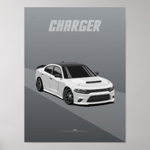 Poster Illustration de muscle américain moderne Charger