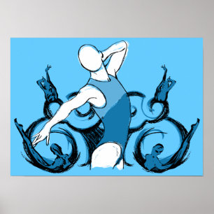 Poster Illustration de natation de Synch