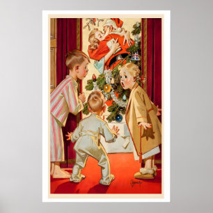 Poster Illustration de Noël vintage Magazine de Noël rétr