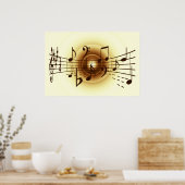 Poster Illustration de notes musicales (Cuisine)