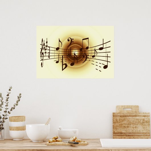 Poster Illustration de notes musicales (Cuisine)