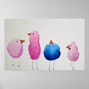 Poster Illustration de oiseaux minimaliste fantaisiste