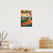 Poster Illustration de pagodes du Myanmar Art de voyage v (Cuisine)