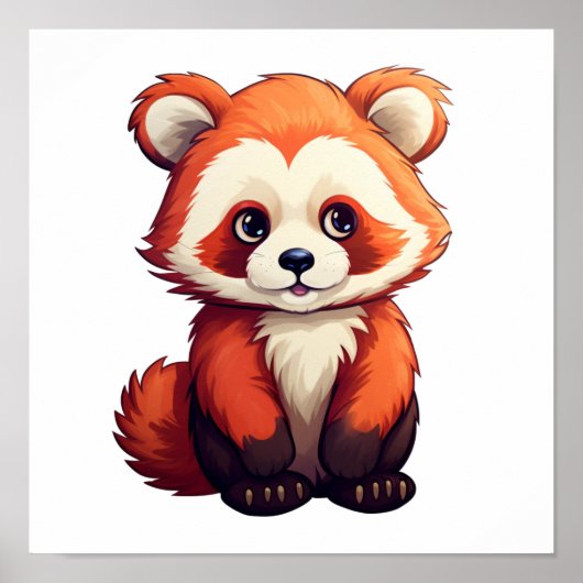 Poster Illustration de panda rouge caricature (Devant)
