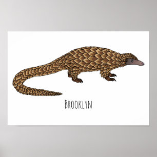 Poster Illustration de pangolin à queue longue
