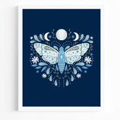 Poster Illustration de papillon abstrait bleu et blanc mo