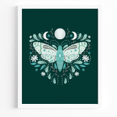 Poster Illustration de papillon abstrait sarcelle et blan