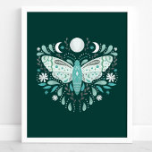 Poster Illustration de papillon abstrait sarcelle et blan